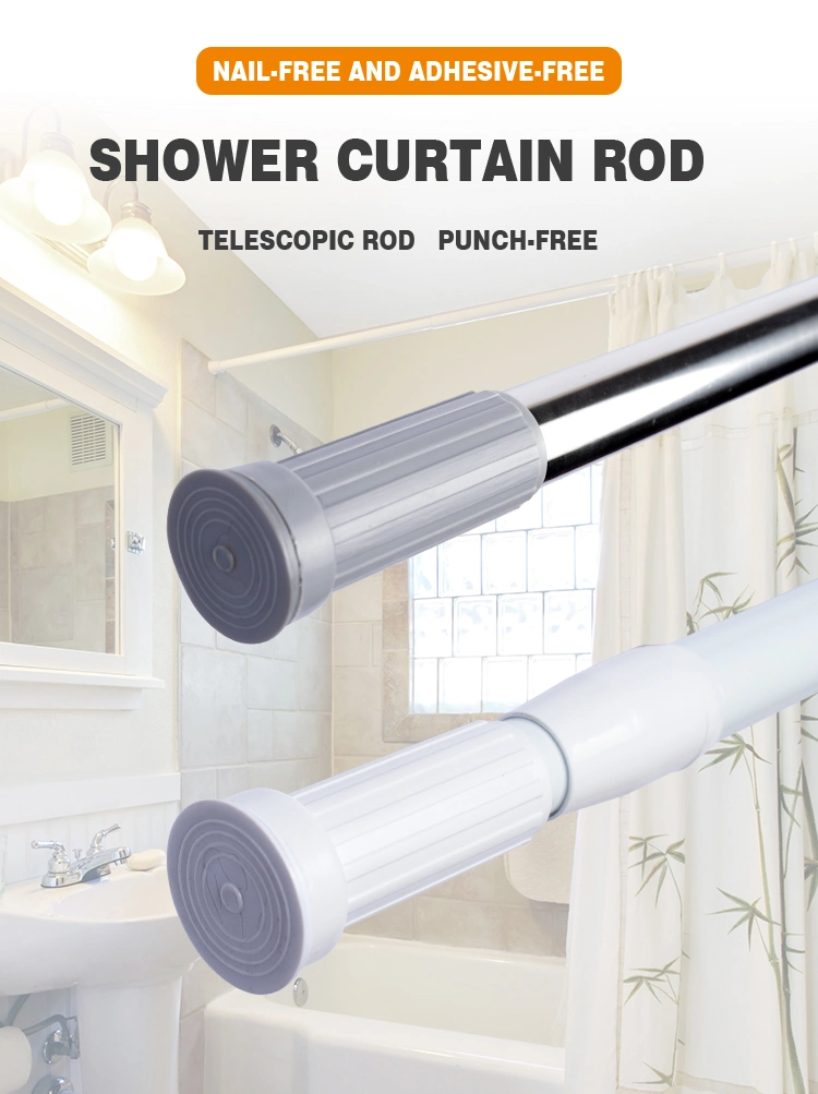 Factory Price Adjustable Bathroom Telescopic Rods Shower Curtain Rod